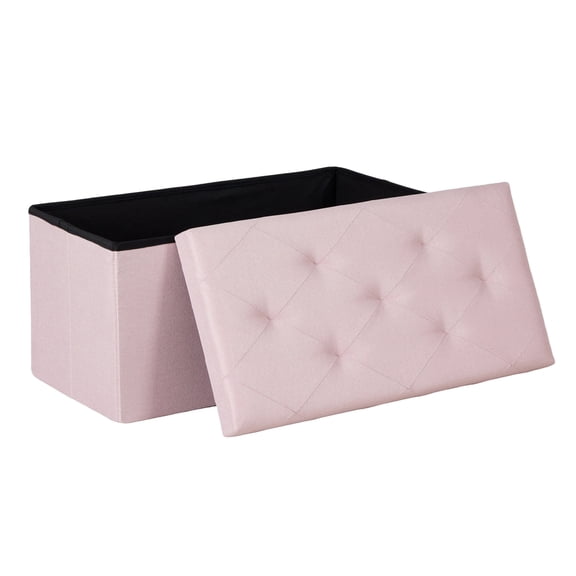 CONCETTA 30" Folding Storage Ottoman Bench, 660 lbs Weight Capacity, End‑of‑Bed Foot Rest Storage Chest for Living Room, Bedroom, Entryway, PE Pink