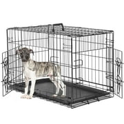CONCETTA 30 inch Double-Door Folding Dog Crate, Portable Small Cage with Divider, Leak-Proof Tray