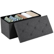 CONCETTA 30" Storage Ottoman Bench, Foldable Storage Chest, End of Bed Foot Stool with Padded Seat, Bedroom Bench, Suppo