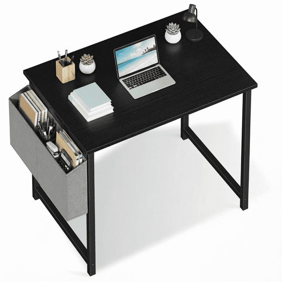 CONCETTA 31 Inch Computer Writing Desk with Storage Bag, Steel Frame for Home Office Study, Black