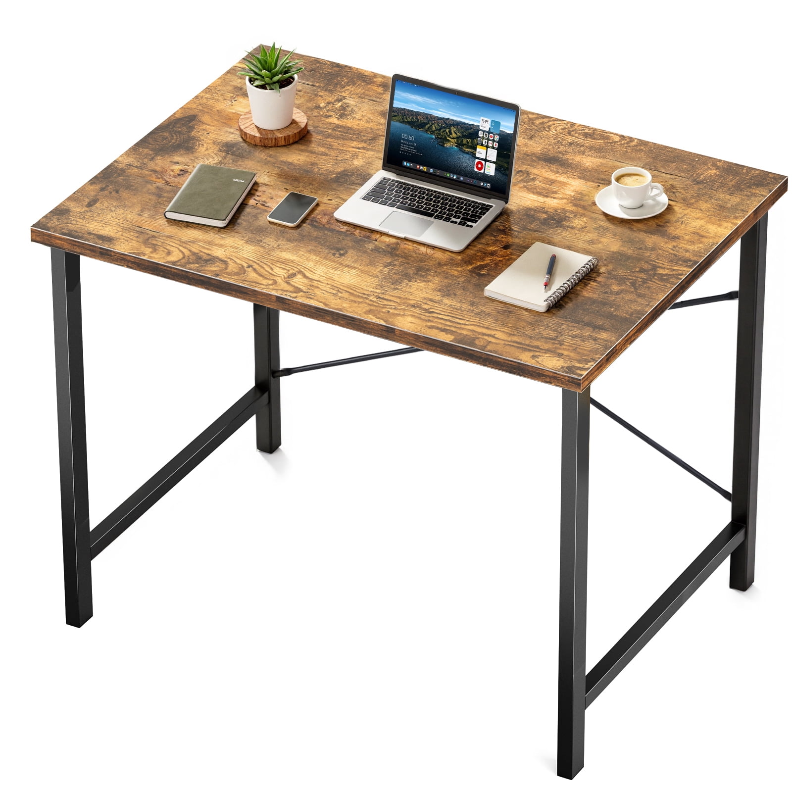 CONCETTA 31 Inch Computer Desk, Simple Office Desk Table for Gaming or Home Office, Writing Desk for Small Space, Rust