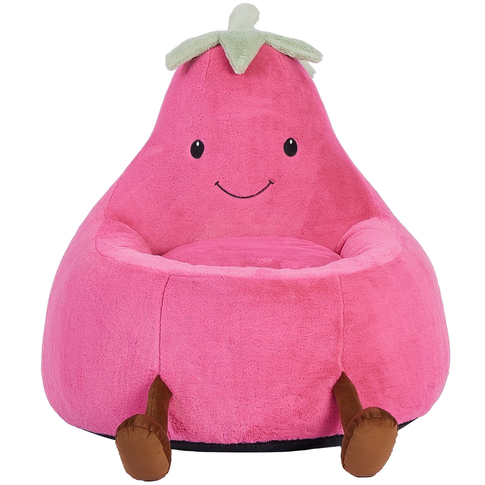 CONCETTA 31in Bean Bag Chair, Soft Faux Rabbit Fur Fabric, Cute Eggplant Lazy Chair for Kids, Living Rooms, Rose Red