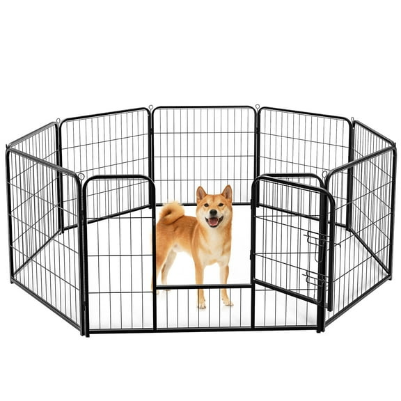 CONCETTA 32-Inch 8-Panel Heavy Duty Dog Playpen – Foldable Pet Fence with Door for Indoor, Outdoor, Yard, RV, and Camping Use