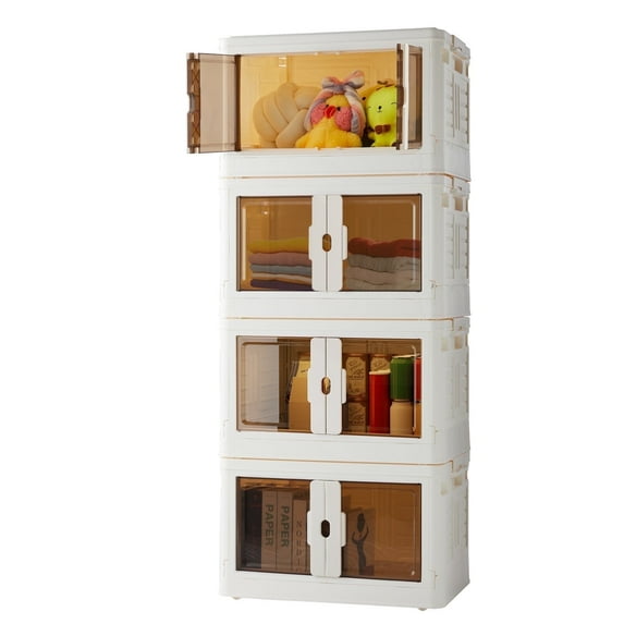 CONCETTA 33.6GAL/148QT Stackable Storage Bin with Lids and Wheels, Collapsible Foldable Plastic Closet Organizer for Home, Large Storage Box 4 Pack