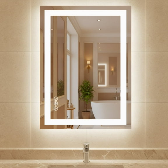 CONCETTA 36"x 48" Bathroom Mirror with LED Light, Anti-Fog, Dimmable, Backlit + Front Lit Wall Mirror Vanity Mirror, Rectangle