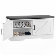 CONCETTA 39" Shoe Storage Bench with Cushion, Entryway Storage Cabinet with Adjustable Shelves, Shoe Organizer Bench for Bedroom Hallway