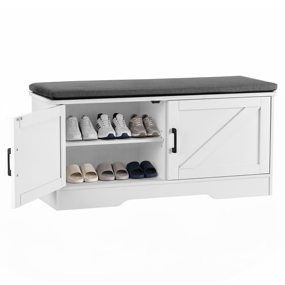 CONCETTA 39" Shoe Storage Bench with Cushion, Entryway Storage Cabinet with Adjustable Shelves, Shoe Organizer Bench for Bedroom Hallway