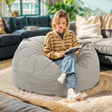 CONCETTA 3ft Sofa Bean Bag Chair , Oversized Beanbag for Adults with Soft Removable Cover, Gray