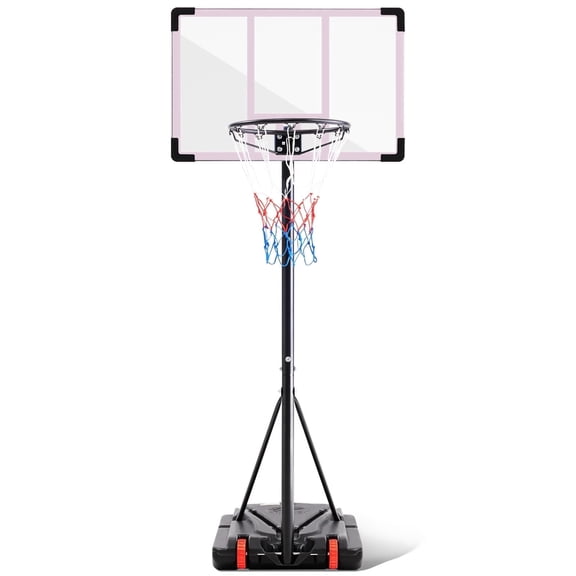 CONCETTA Basketball Hoop, Adjustable Portable Outdoor Indoor for Youth Adults Kids Driveway Backyard Sturdy Durable Goal System, Red