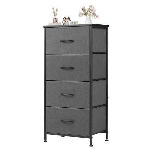 CONCETTA 4-Drawer Fabric Dresser Storage Chest for Bedroom, Closet, Storage Furniture for Adults, Gray