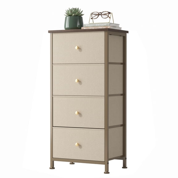 CONCETTA 4-Drawer Fabric Dresser Storage Chest for Bedroom, Closet, Storage Furniture for Adults, Khaki