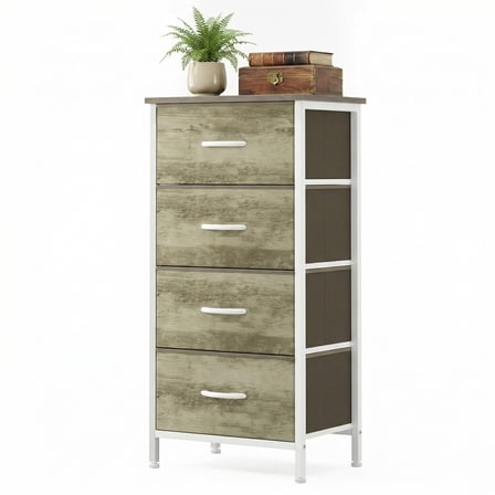 CONCETTA 4-Drawer Fabric Dresser Storage Chest for Bedroom, Closet, Storage Furniture for Adults, Oak