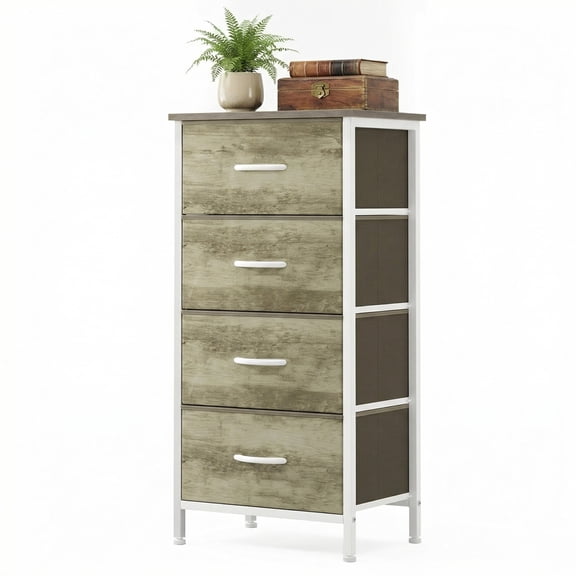 CONCETTA 4-Drawer Fabric Dresser Storage Chest for Bedroom, Closet, Storage Furniture for Adults, Oak