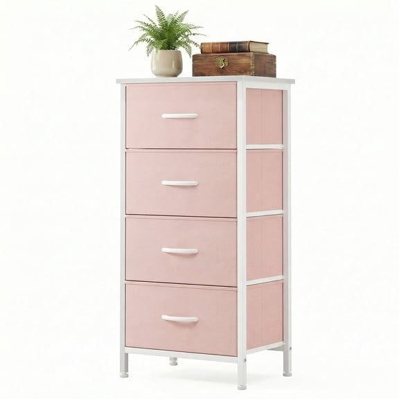 CONCETTA 4-Drawer Fabric Dresser Storage Chest for Bedroom, Closet, Storage Furniture for Adults, Pink