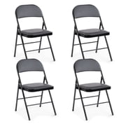 CONCETTA 4 Pack Folding Chair, Indoor Outdoor Portable Stackable Commercial Leather Padded Seat for Home, Office, Party, Black