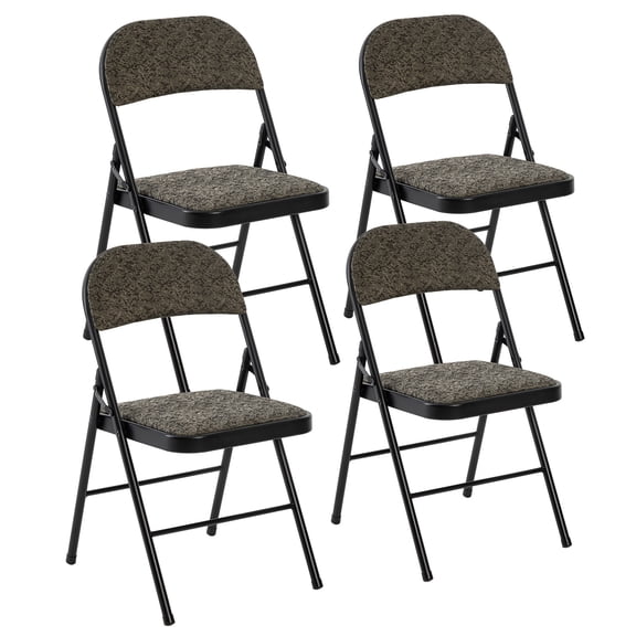CONCETTA 4 Pack Folding Chairs with Fabric Padded Cushion and Back, Stackable Portable for Home Office, Conference, Wedding, Party, Patio, Garden, Indoor Outdoor Use, Black