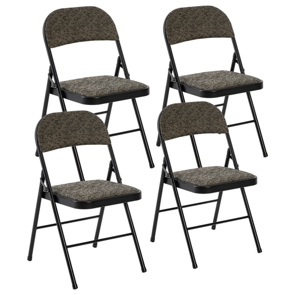 CONCETTA 4 Pack Folding Chairs with Fabric Padded Cushion and Back, Stackable Portable for Home Office, Conference, Wedding, Party, Patio, Garden, Indoor Outdoor Use, Black