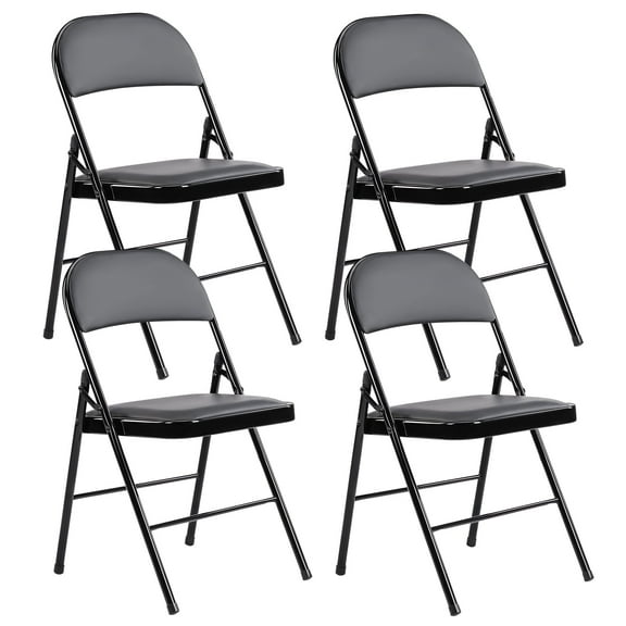 CONCETTA Modern Metal Folding Chairs, Black (Set of 4)