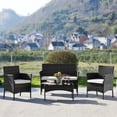 thumbnail image 1 of SHOUFTW 4-Piece Outdoor Wicker Patio Set with Cushions and Glass Table – Perfect for Garden, Terrace, or Porch in Black, 1 of 7