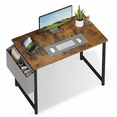 thumbnail image 1 of CONCETTA 40 Inch Computer Writing Desk with Storage Bag, Steel Frame for Home Office Study, Brown, 1 of 8