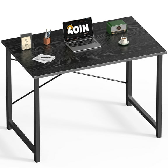 CONCETTA 40 Inch Computer Desk, Simple Office Desk Table for Gaming or Home Office, Writing Desk for Small Space, Black