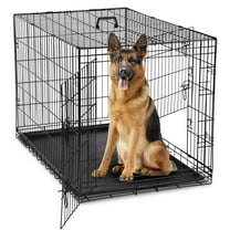 CONCETTA 42-Inch Foldable Double-Door Dog Crate – Portable Kennel with Divider, Removable Leakproof Tray for Medium/Large Dogs