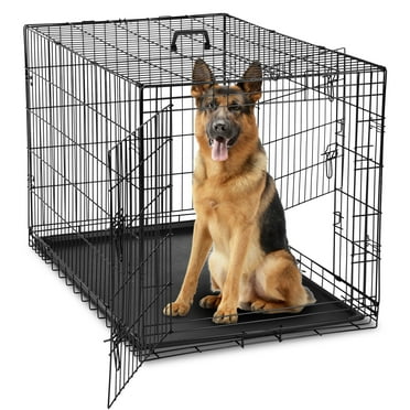 CONCETTA 30 inch Double-Door Folding Dog Crate, Portable Small Cage ... - Portable Large Dog Crate With Divider System