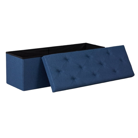 CONCETTA 43" Folding Storage Ottoman Bench, 660lbs Weight Capacity, End‑of‑Bed Foot Rest Storage Chest for Living Room, Bedroom, Entryway, PE Blue