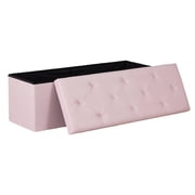 CONCETTA 43" Folding Storage Ottoman Bench, 660 lbs Weight Capacity, End‑of‑Bed Foot Rest Storage Chest for Living Room, Bedroom, Entryway, PE Pink