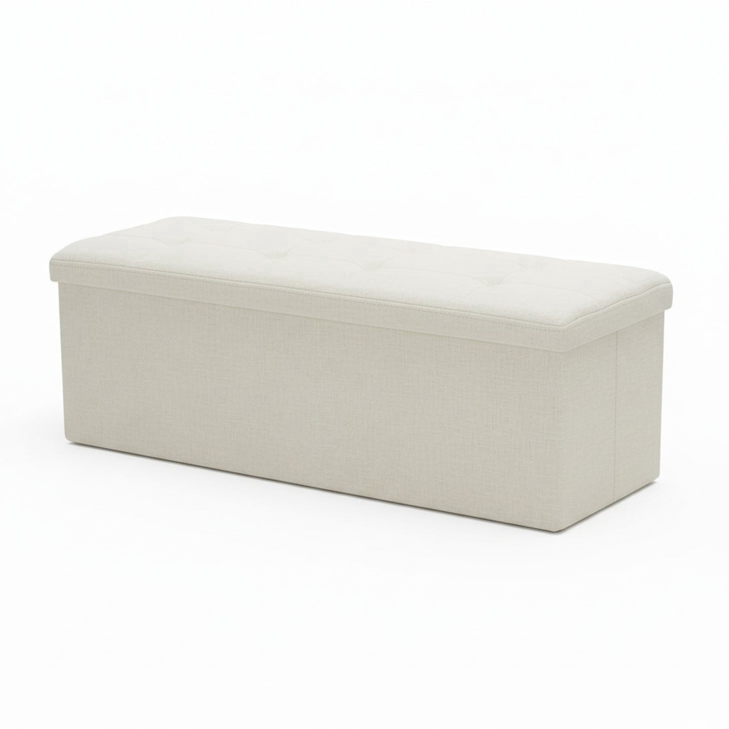 CONCETTA 43" Storage Ottoman Bench, Foldable Footrest Stool with High Load Capacity, Holds Up to 660 lb，Beige