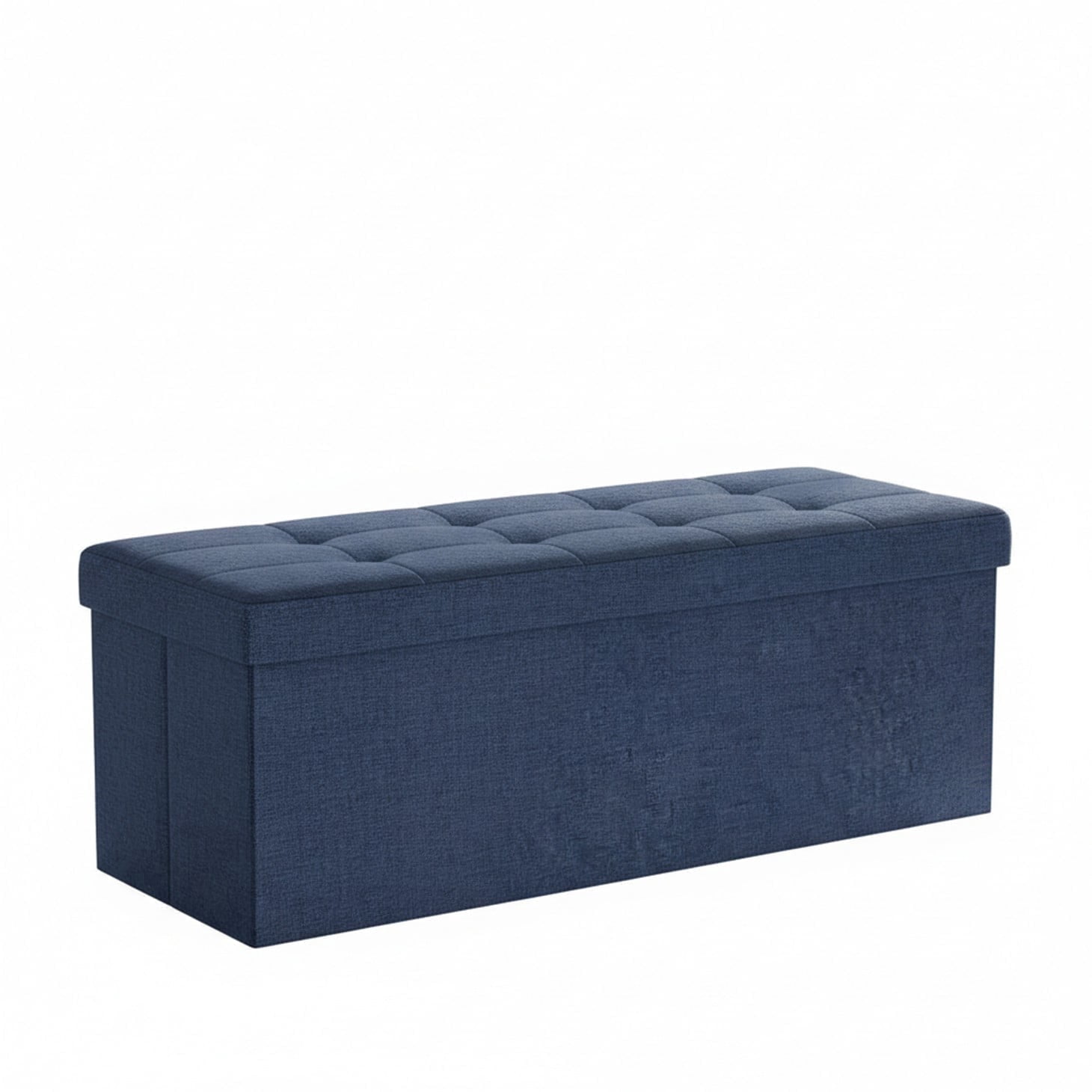 CONCETTA 43" Storage Ottoman Bench, Foldable Footrest Stool with High Load Capacity, Holds Up to 660 lb，Blue
