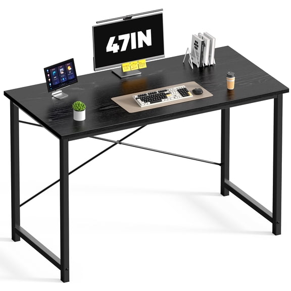 CONCETTA 47 Inch Computer Desk, Simple Office Desk Table for Gaming or Home Office, Writing Desk for Small Space, Black