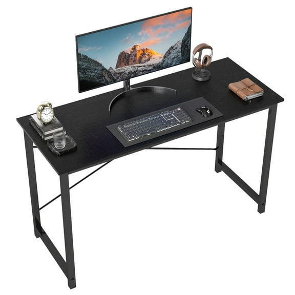CONCETTA 47 Inch Computer Desk, Simple Office Desk Table for Gaming or Home Office, Writing Desk for Small Space, Black