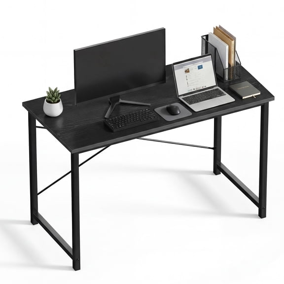 CONCETTA 47in Computer Office Desk, Writing Table for Small Spaces, Modern Style Home Office Desk, Black