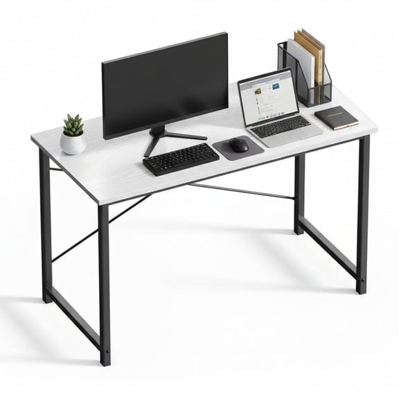 CONCETTA 47in Computer Office Desk, Writing Table for Small Spaces, Modern Style Home Office Desk, White