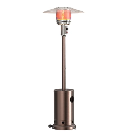 CONCETTA 48,000 BTU Propane Patio Heater, Comes with Double Heating Grid and Wheels,Portable Design for Outdoor, Brown