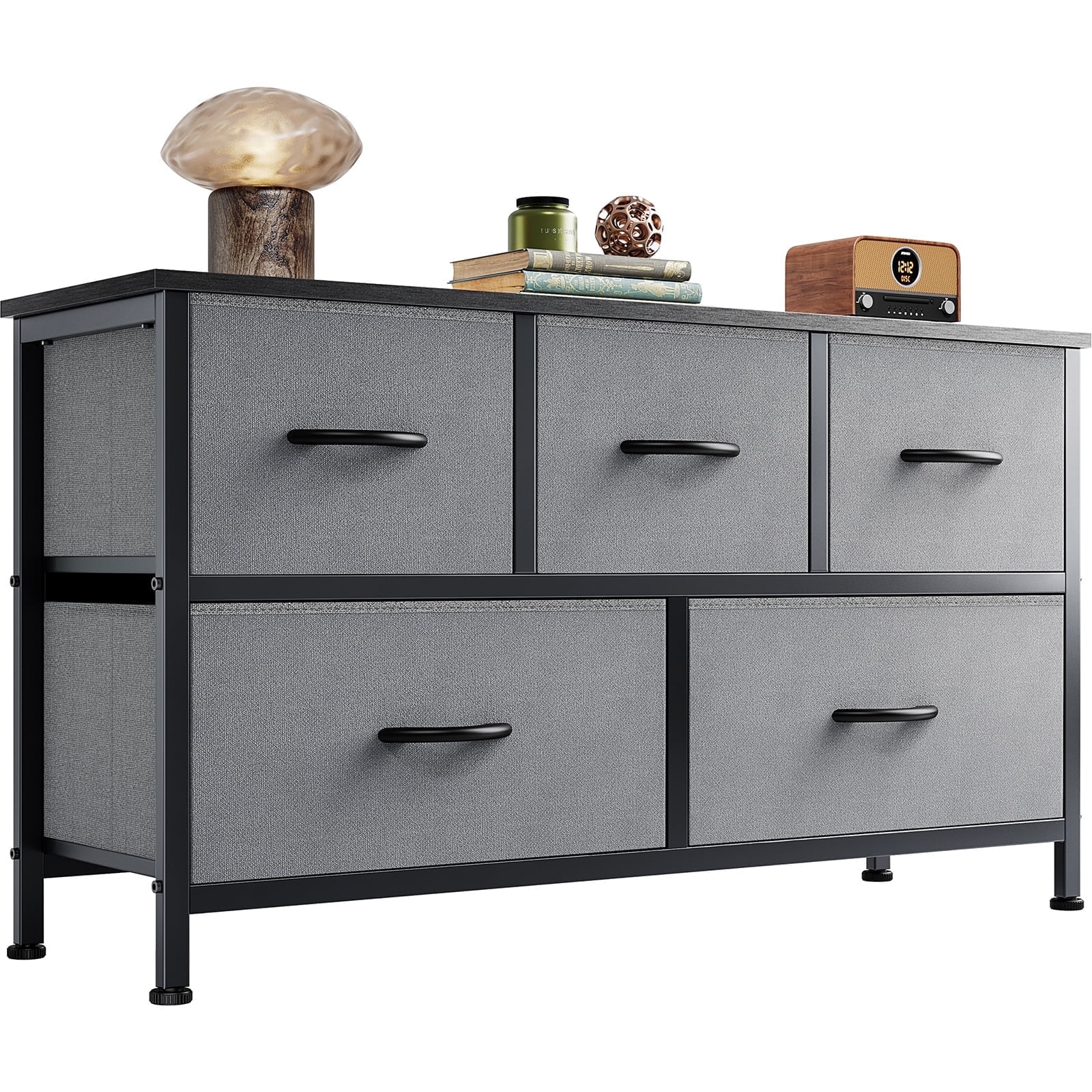 CONCETTA 5-Drawer Dresser, Fabric Storage TV Stand for Bedroom, Living Room, Gray