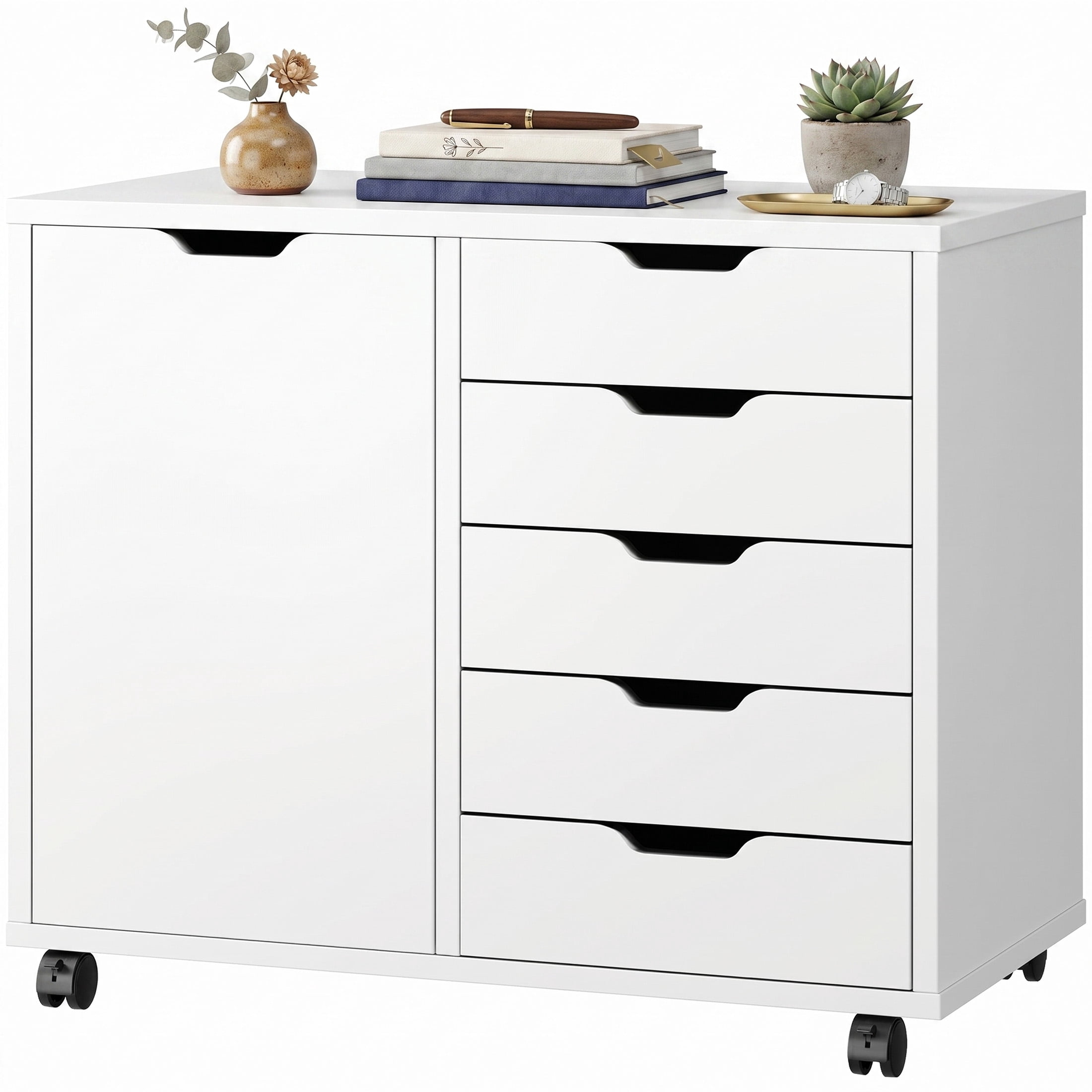 CONCETTA 5-Drawer Rolling File Cabinet on Wheels, Wood Printer