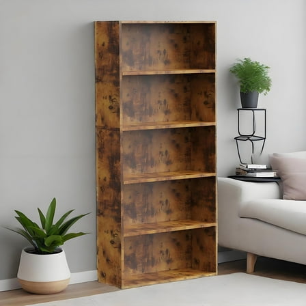 CONCETTA 5 Shelf Bookcase, 53 Inch Tall Floor Standing Open Bookshelf for Home Office and Living Room, Classic Rust