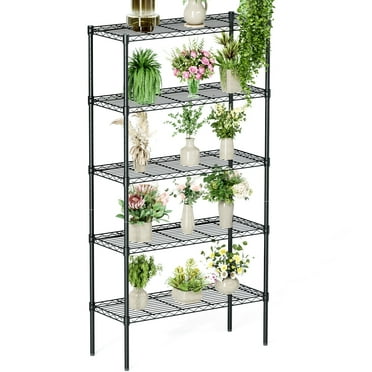 CONCETTA 5-Tier Adjustable Metal Shelving Unit, H - Black Storage Organizer