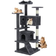 CONCETTA 54in Multi-Level Cat Tree Tower for Indoor Cats with Sisal Scratching Post, Dark Gray
