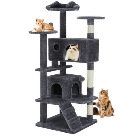CONCETTA 54in Multi-Level Cat Tree Tower for Indoor Cats with Sisal Scratching Post, Dark Gray