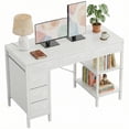 thumbnail image 1 of CONCETTA 55 inch Computer Desk with 6 Drawers & 2 Open Shelves, Modern Home Office Desk with Storage, Writing Study Desk for Bedroom, Workspace，White, 1 of 9
