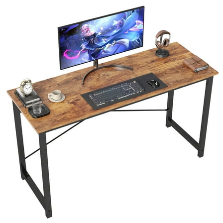 CONCETTA 55 Inch Computer Desk, Simple Office Desk Table for Gaming or Home Office, Writing Desk for Small Space, Rust