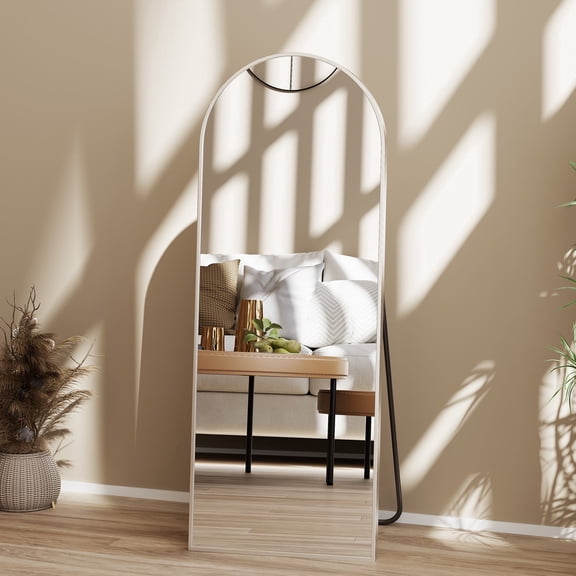 CONCETTA 56"x21" Arched Full Length Mirror, Full Body Standing Mirror Hanging Leaning for Home, Silver