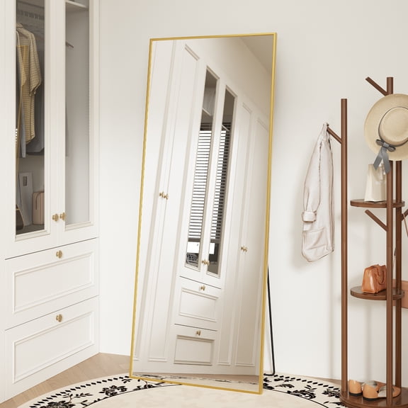 CONCETTA 56"x21" Rectangle Full Length Mirror, Full Body Standing Mirror Floor Mirrors, Gold