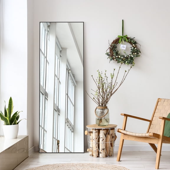 CONCETTA 59"x16" Rectangle Full Length Mirror, Full Body Standing Mirror Hanging Leaning for Home, White