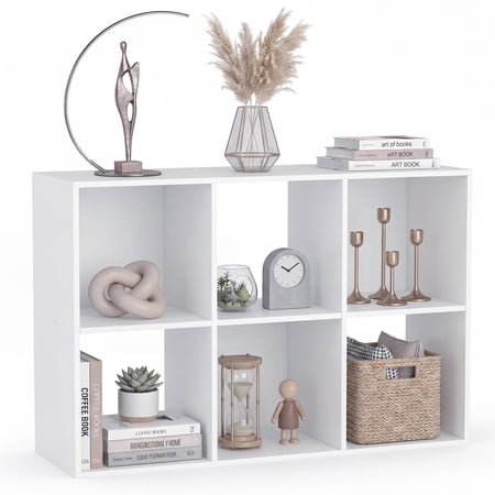 CONCETTA 6 Cube Storage Organizer, Open Corner Bookshelf with Removable Back Panels for Living Room Bedroom Office, 24*12*36 inches, White