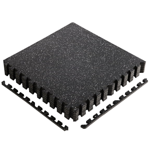 SHOUFTW 6 Pcs Interlocking Rubber Flooring Mats, 1/2" Thick 24" Non-Slip Workout Tiles for Home Gym, Garage & Weight Lifting, Black