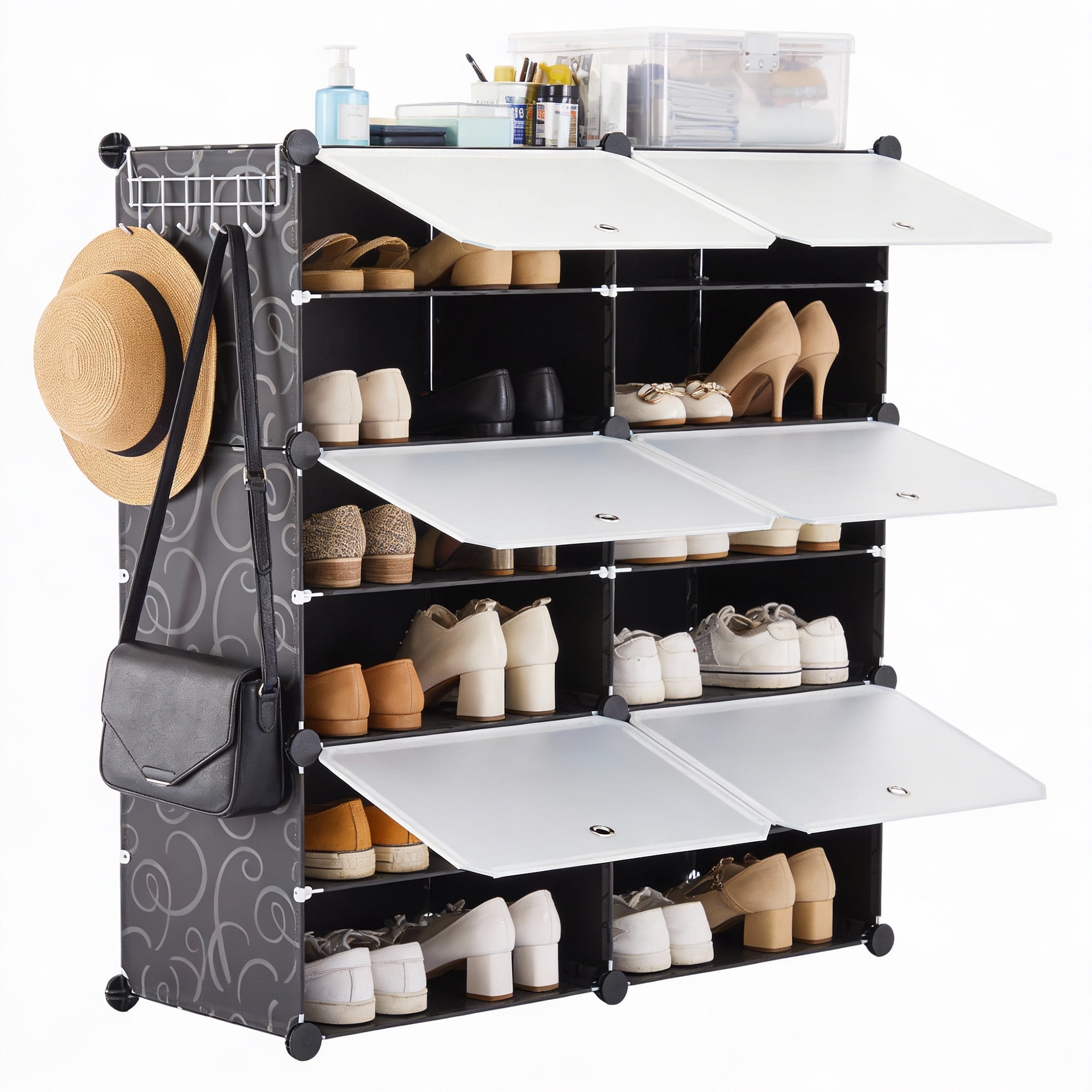 CONCETTA 6 Tier Shoe Rack, 24 Pair Plastic Shelves Storage Organizer for Closet Hallway Bedroom Entryway, 33*12*37, Black